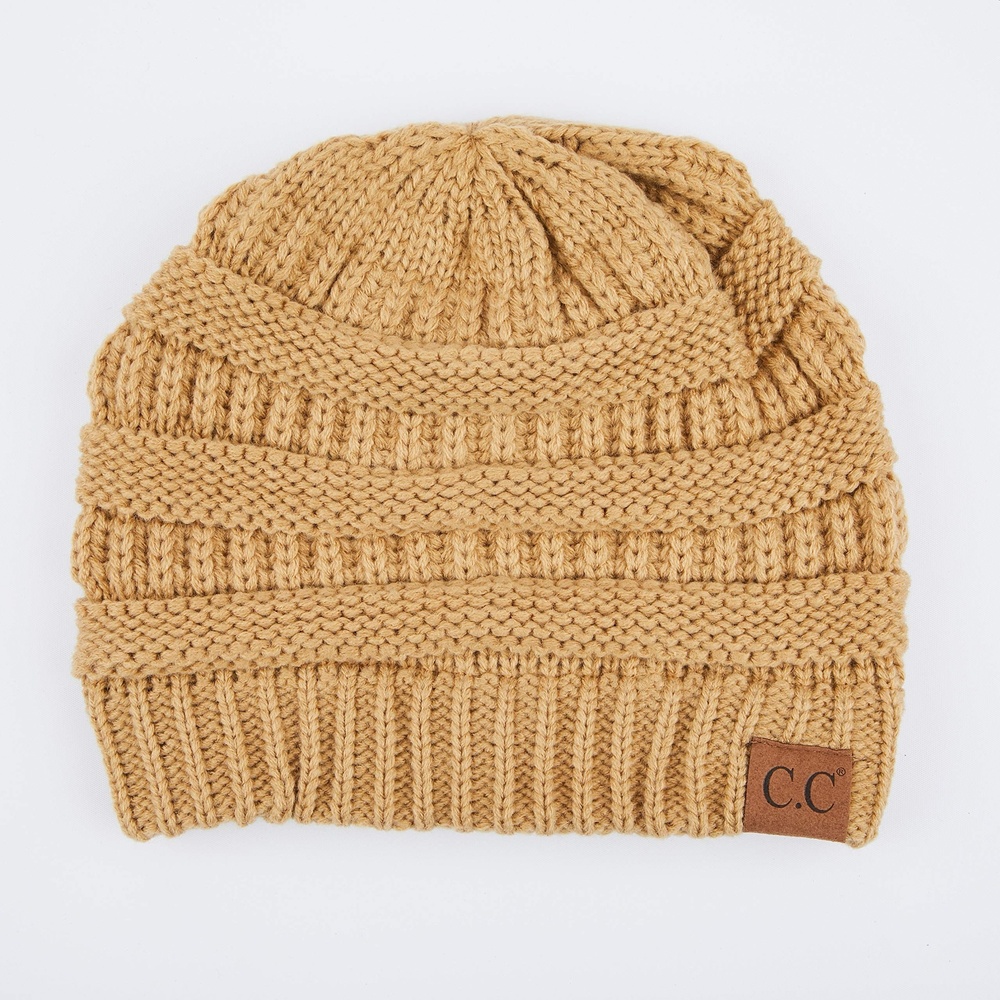 Exclusives Cable Knit Beanie - Thick, Soft & Warm Chunky | Camel | Size OS - Picture 2 of 3